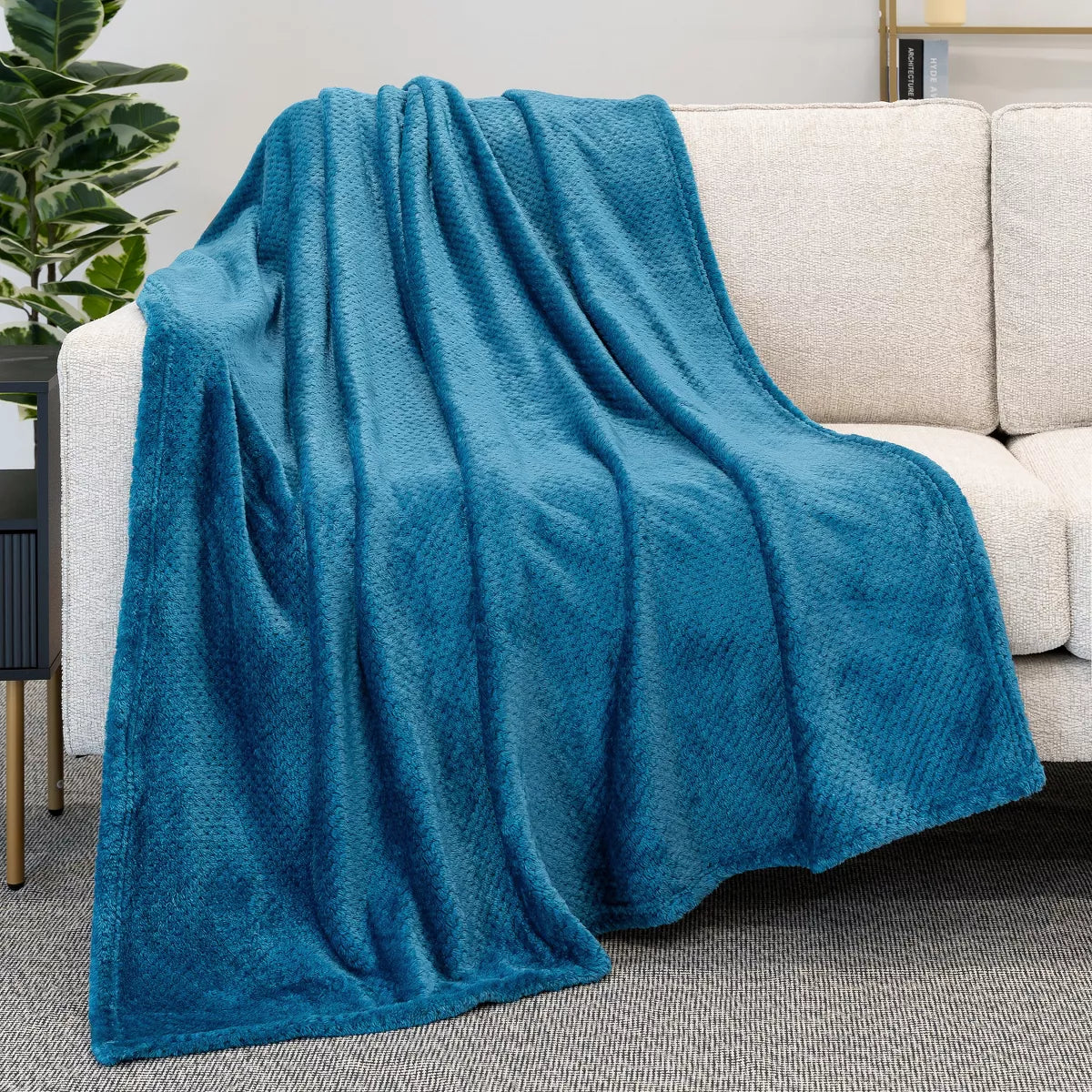 PAVILIA Soft Waffle Blanket Throw for Sofa Bed, Lightweight Plush Warm Blanket for Couch
