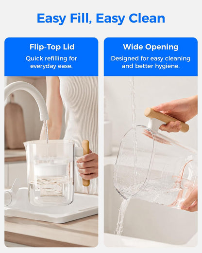 PT-04C Water Filter Pitcher, 10-Cup, NSF Certified, Clear