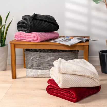 PAVILIA Soft Waffle Blanket Throw for Sofa Bed, Lightweight Plush Warm Blanket for Couch