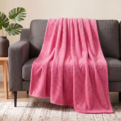 PAVILIA Soft Waffle Blanket Throw for Sofa Bed, Lightweight Plush Warm Blanket for Couch