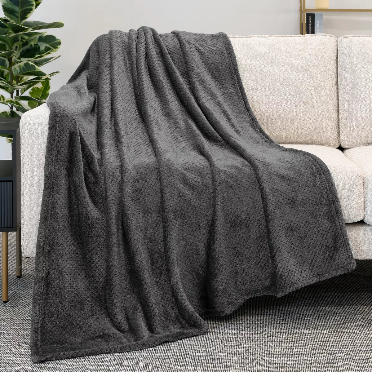 PAVILIA Soft Waffle Blanket Throw for Sofa Bed, Lightweight Plush Warm Blanket for Couch