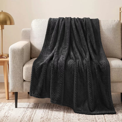 PAVILIA Soft Waffle Blanket Throw for Sofa Bed, Lightweight Plush Warm Blanket for Couch