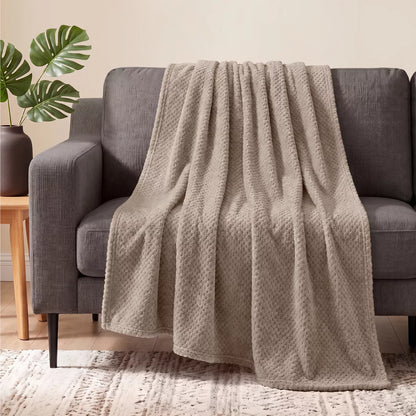 PAVILIA Soft Waffle Blanket Throw for Sofa Bed, Lightweight Plush Warm Blanket for Couch