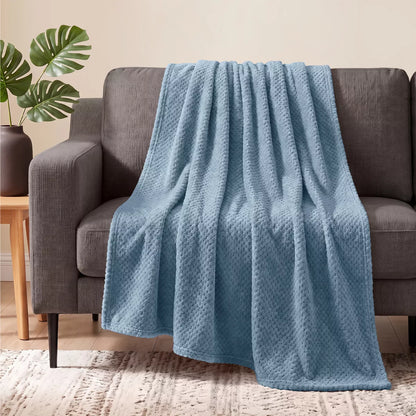 PAVILIA Soft Waffle Blanket Throw for Sofa Bed, Lightweight Plush Warm Blanket for Couch