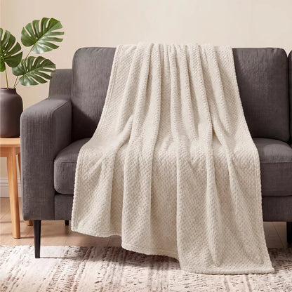PAVILIA Soft Waffle Blanket Throw for Sofa Bed, Lightweight Plush Warm Blanket for Couch