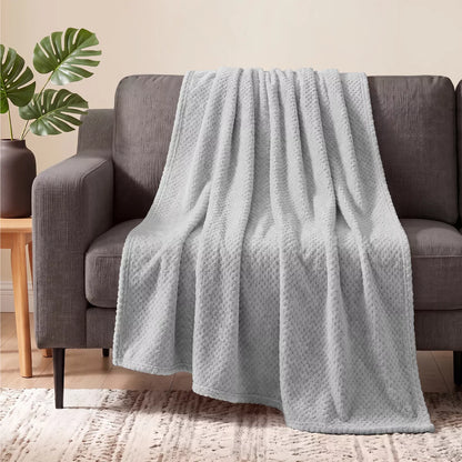 PAVILIA Soft Waffle Blanket Throw for Sofa Bed, Lightweight Plush Warm Blanket for Couch